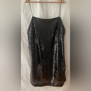 H&M Black Sequin Mini Slip Dress
